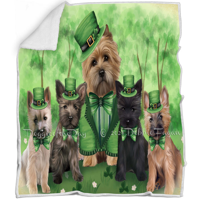 St. Patricks Day Irish Family Portrait Cairn Terriers Dog Blanket BLNKT54435