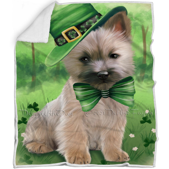 St. Patricks Day Irish Portrait Cairn Terrier Dog Blanket BLNKT54444