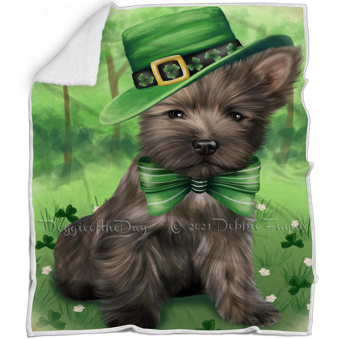 St. Patricks Day Irish Portrait Cairn Terrier Dog Blanket BLNKT54453