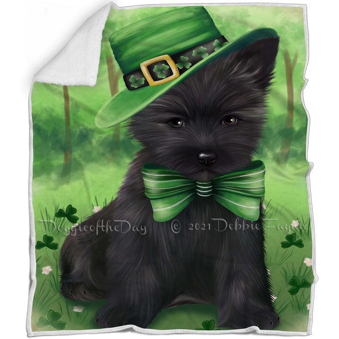 St. Patricks Day Irish Portrait Cairn Terrier Dog Blanket BLNKT54462