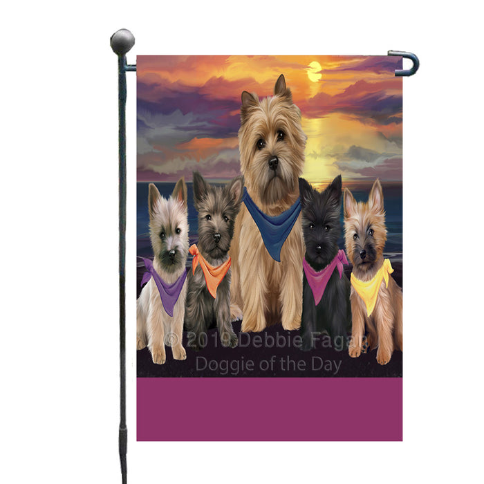 Personalized Family Sunset Portrait Cairn Terrier Dogs Custom Garden Flags GFLG-DOTD-A60588
