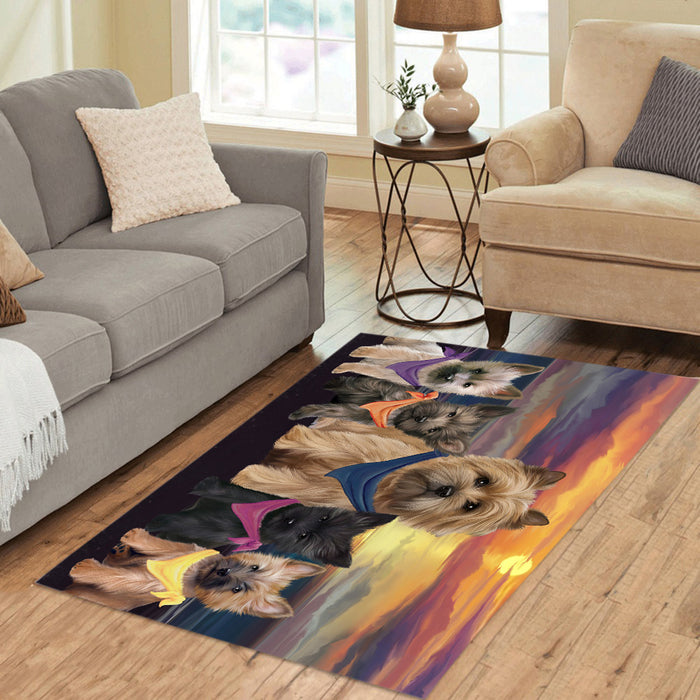 Family Sunset Portrait Cairn Terrier Dogs Area Rug