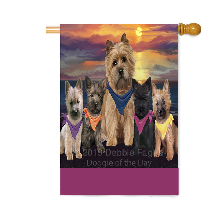 Personalized Family Sunset Portrait Cairn Terrier Dogs Custom House Flag FLG-DOTD-A60644