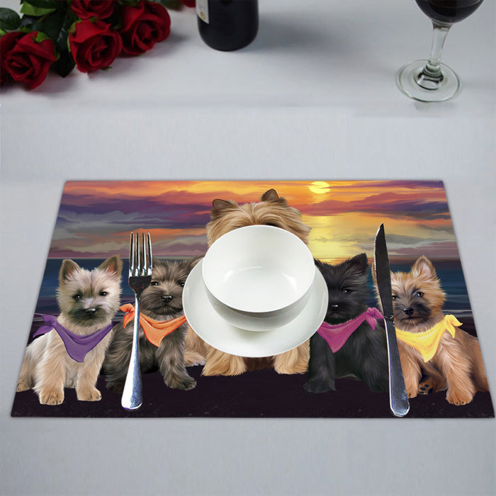 Family Sunset Portrait Cairn Terrier Dogs Placemat