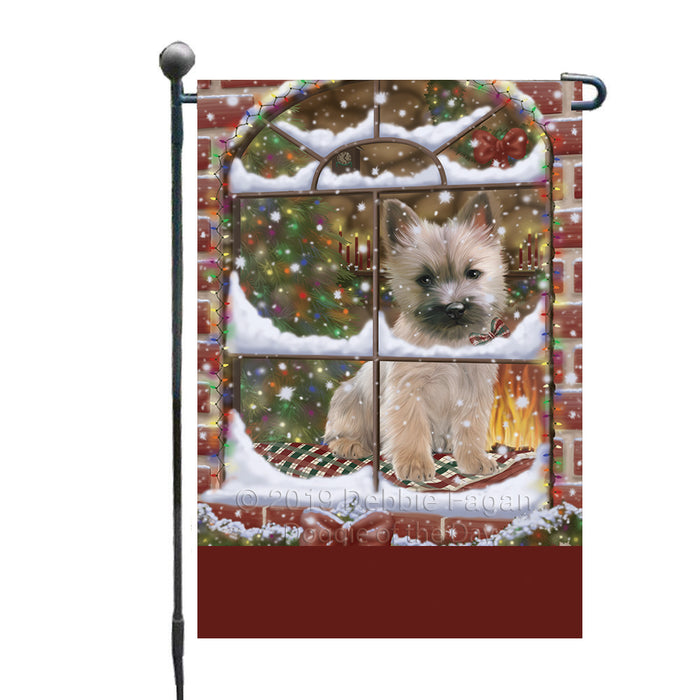 Personalized Please Come Home For Christmas Cairn Terrier Dog Sitting In Window Custom Garden Flags GFLG-DOTD-A60143