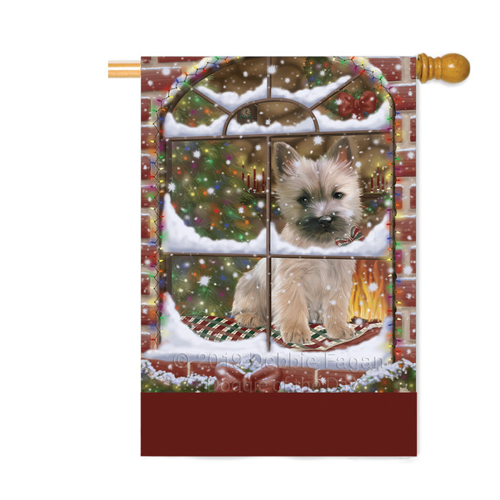 Personalized Please Come Home For Christmas Cairn Terrier Dog Sitting In Window Custom House Flag FLG-DOTD-A60199