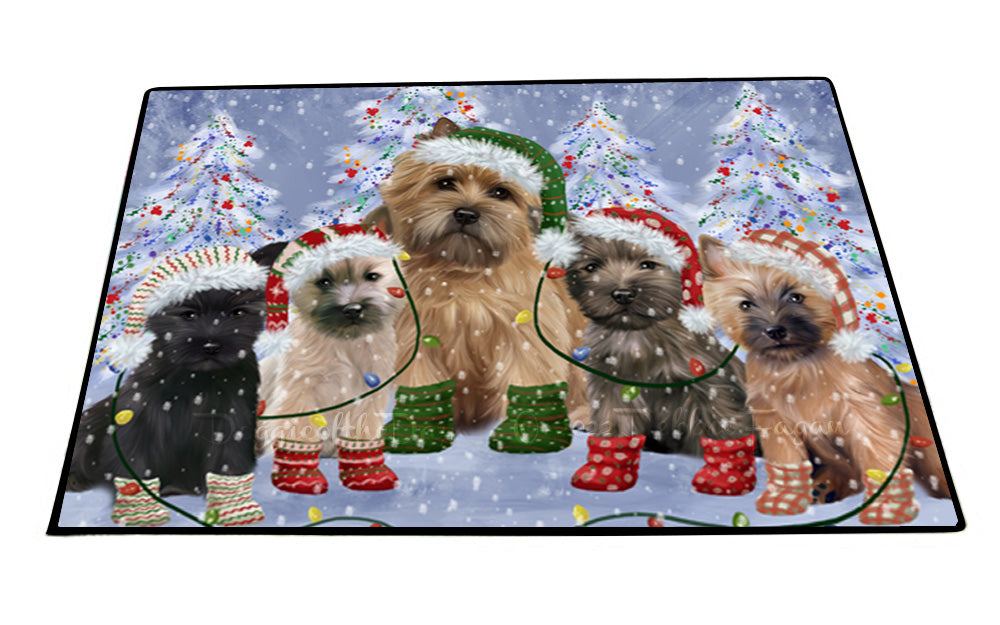 Christmas Lights and Cairn Terrier Dogs Floor Mat- Anti-Slip Pet Door Mat Indoor Outdoor Front Rug Mats for Home Outside Entrance Pets Portrait Unique Rug Washable Premium Quality Mat