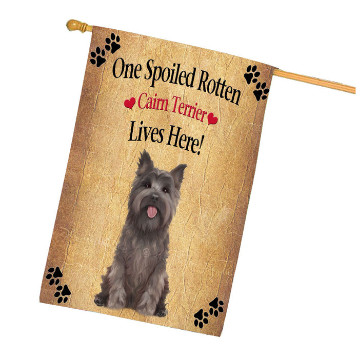 Spoiled Rotten Cairn Terrier Dog House Flag Outdoor Decorative Double Sided Pet Portrait Weather Resistant Premium Quality Animal Printed Home Decorative Flags 100% Polyester FLG68270