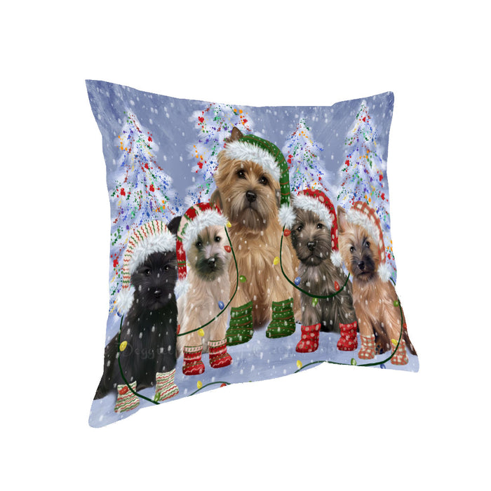 Christmas Lights and Cairn Terrier Dogs Pillow with Top Quality High-Resolution Images - Ultra Soft Pet Pillows for Sleeping - Reversible & Comfort - Ideal Gift for Dog Lover - Cushion for Sofa Couch Bed - 100% Polyester