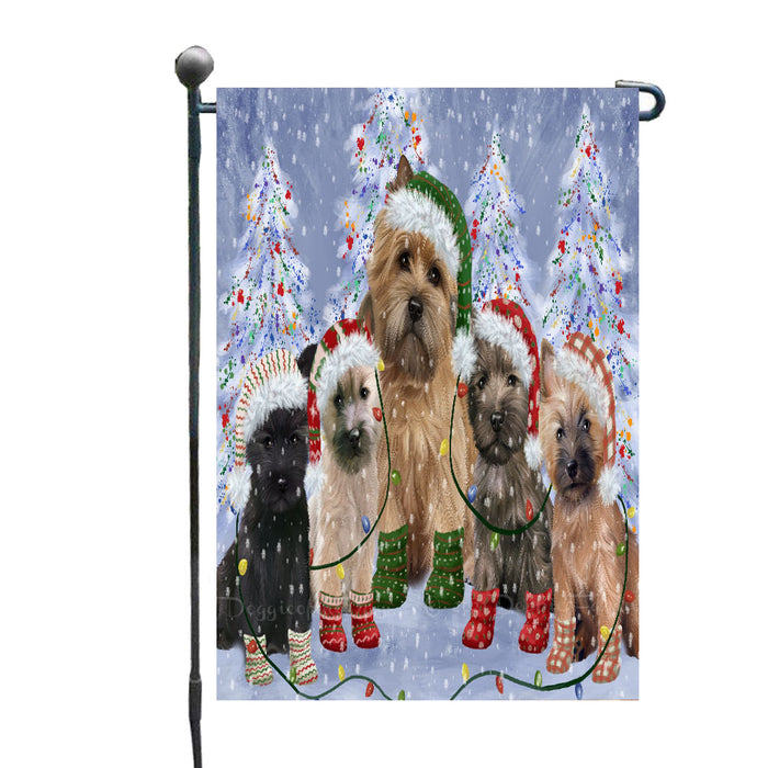 Christmas Lights and Cairn Terrier Dogs Garden Flags- Outdoor Double Sided Garden Yard Porch Lawn Spring Decorative Vertical Home Flags 12 1/2"w x 18"h