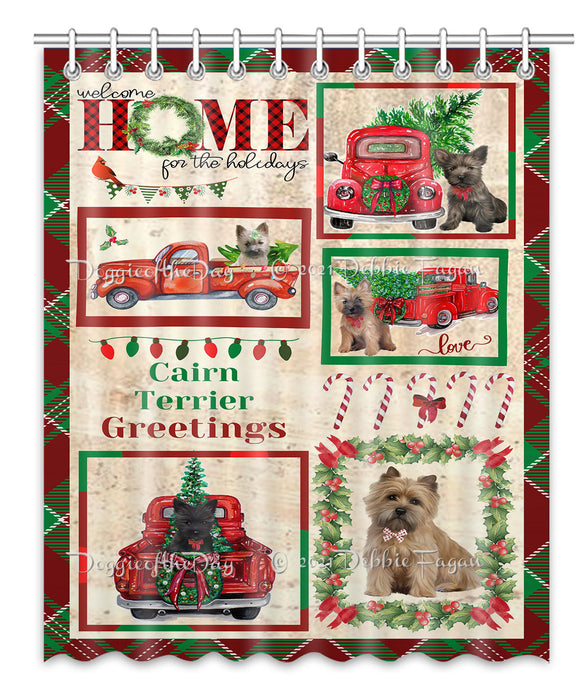 Welcome Home for Christmas Holidays Cairn Terrier Dogs Shower Curtain Bathroom Accessories Decor Bath Tub Screens