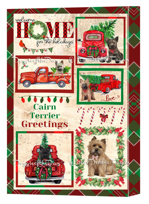 Welcome Home for Christmas Holidays Cairn Terrier Dogs Canvas Wall Art Decor - Premium Quality Canvas Wall Art for Living Room Bedroom Home Office Decor Ready to Hang CVS149417
