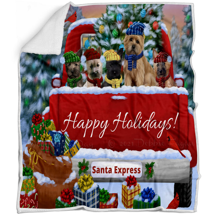 Christmas Red Truck Travlin Home for the Holidays Cairn Terrier Dogs Blanket - Lightweight Soft Cozy and Durable Bed Blanket - Animal Theme Fuzzy Blanket for Sofa Couch