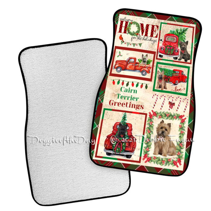 Welcome Home for Christmas Holidays Cairn Terrier Dogs Polyester Anti-Slip Vehicle Carpet Car Floor Mats CFM48322