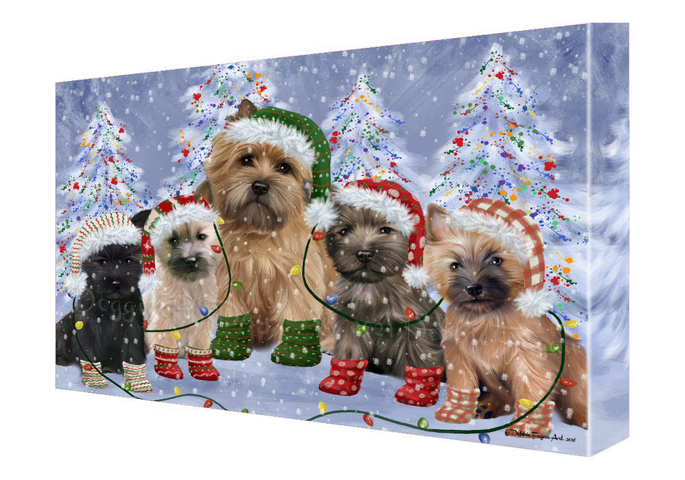 Christmas Lights and Cairn Terrier Dogs Canvas Wall Art - Premium Quality Ready to Hang Room Decor Wall Art Canvas - Unique Animal Printed Digital Painting for Decoration