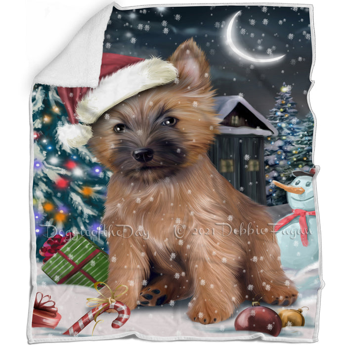 Have a Holly Jolly Christmas Cairn Terrier Dog in Holiday Background Blanket D079