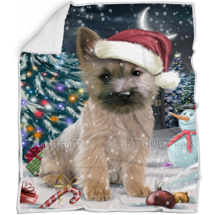 Have a Holly Jolly Christmas Cairn Terrier Dog in Holiday Background Blanket D080
