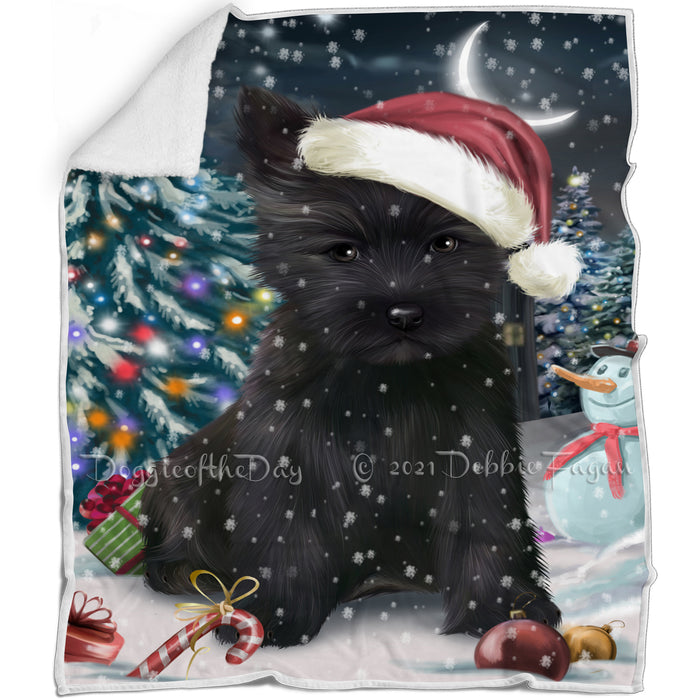 Have a Holly Jolly Christmas Cairn Terrier Dog in Holiday Background Blanket D081