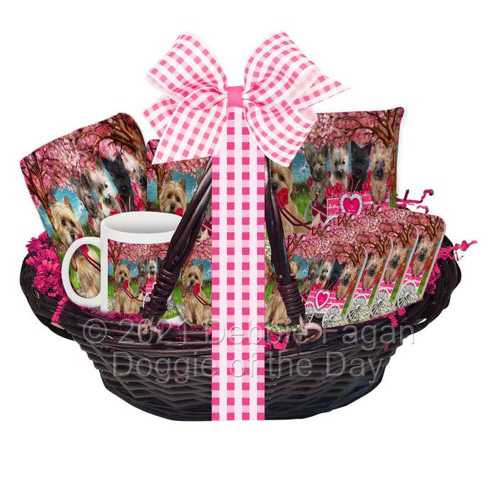 Mother's Day Gift Basket Cairn Terrier Dogs Blanket, Pillow, Coasters, Magnet, Coffee Mug and Ornament