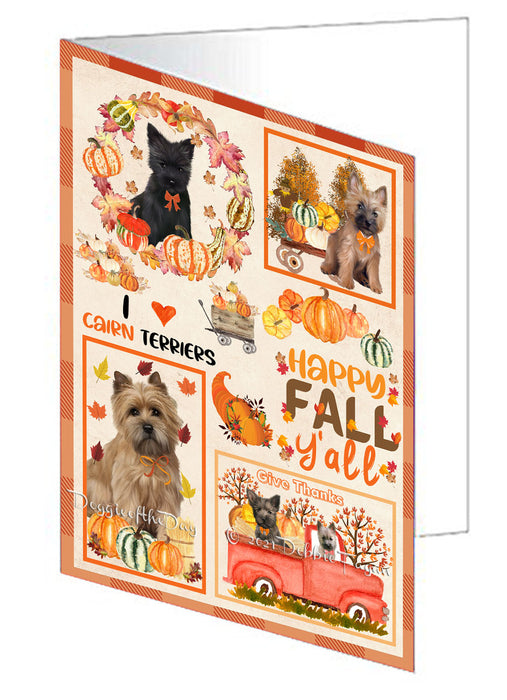 Happy Fall Y'all Pumpkin Cairn Terrier Dogs Handmade Artwork Assorted Pets Greeting Cards and Note Cards with Envelopes for All Occasions and Holiday Seasons GCD76964