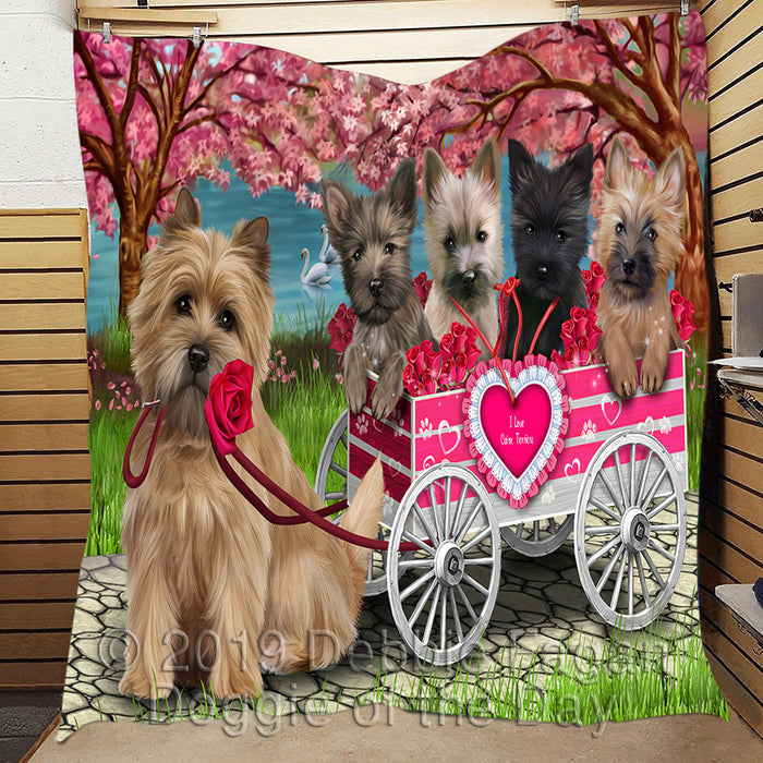 I Love Cairn Terrier Dogs in a Cart Quilt