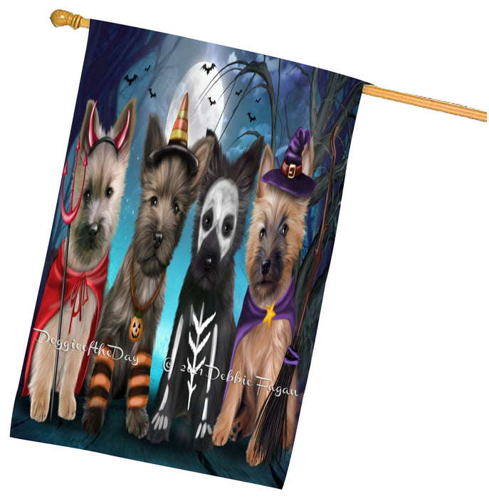 Halloween Trick or Treat Cairn Terrier Dogs House Flag Outdoor Decorative Double Sided Pet Portrait Weather Resistant Premium Quality Animal Printed Home Decorative Flags 100% Polyester
