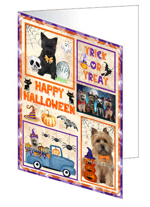 Happy Halloween Trick or Treat Cavalier King Charles Spaniel Dogs Handmade Artwork Assorted Pets Greeting Cards and Note Cards with Envelopes for All Occasions and Holiday Seasons GCD76457