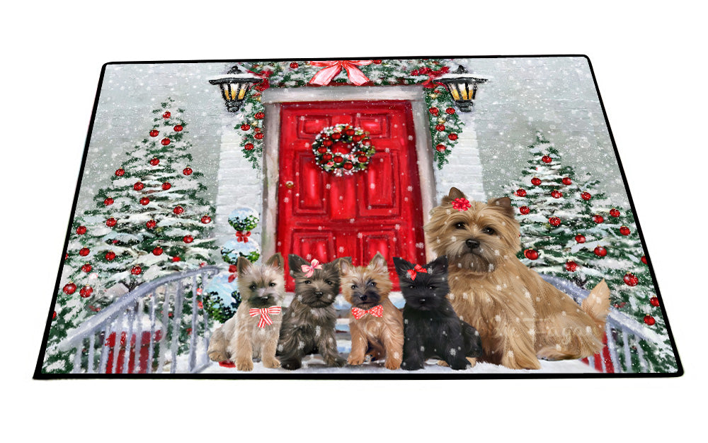 Christmas Holiday Welcome Cairn Terrier Dogs Floor Mat- Anti-Slip Pet Door Mat Indoor Outdoor Front Rug Mats for Home Outside Entrance Pets Portrait Unique Rug Washable Premium Quality Mat