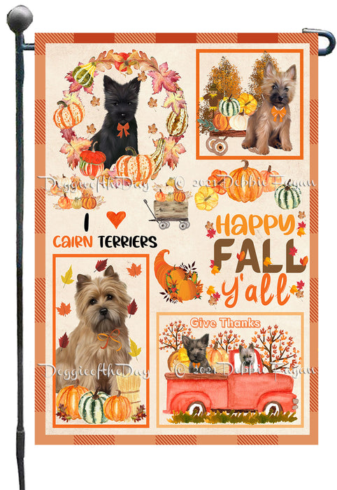 Happy Fall Y'all Pumpkin Cairn Terrier Dogs Garden Flags- Outdoor Double Sided Garden Yard Porch Lawn Spring Decorative Vertical Home Flags 12 1/2"w x 18"h