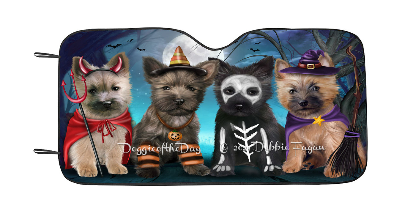 Happy Halloween Trick or Treat Cairn Terrier Dogs Car Sun Shade Cover Curtain