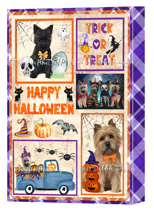 Happy Halloween Trick or Treat Cairn Terrier Dogs Canvas Wall Art Decor - Premium Quality Canvas Wall Art for Living Room Bedroom Home Office Decor Ready to Hang CVS150380