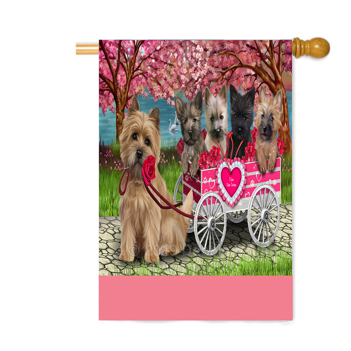 Personalized I Love Cairn Terrier Dogs in a Cart Custom House Flag FLG-DOTD-A62198