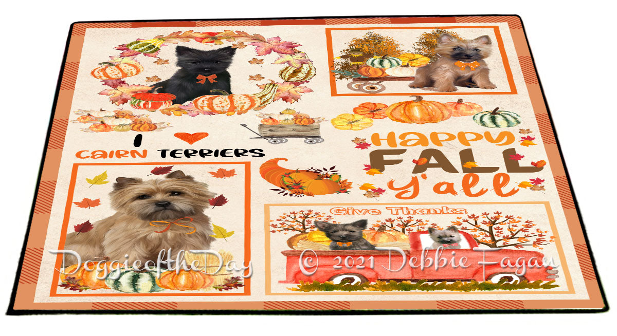 Happy Fall Y'all Pumpkin Cairn Terrier Dogs Indoor/Outdoor Welcome Floormat - Premium Quality Washable Anti-Slip Doormat Rug FLMS58591