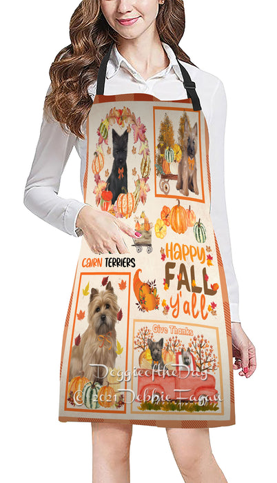 Happy Fall Y'all Pumpkin Cairn Terrier Dogs Cooking Kitchen Adjustable Apron Apron49197