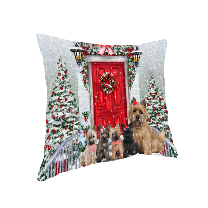 Christmas Holiday Welcome Cairn Terrier Dogs Pillow with Top Quality High-Resolution Images - Ultra Soft Pet Pillows for Sleeping - Reversible & Comfort - Ideal Gift for Dog Lover - Cushion for Sofa Couch Bed - 100% Polyester