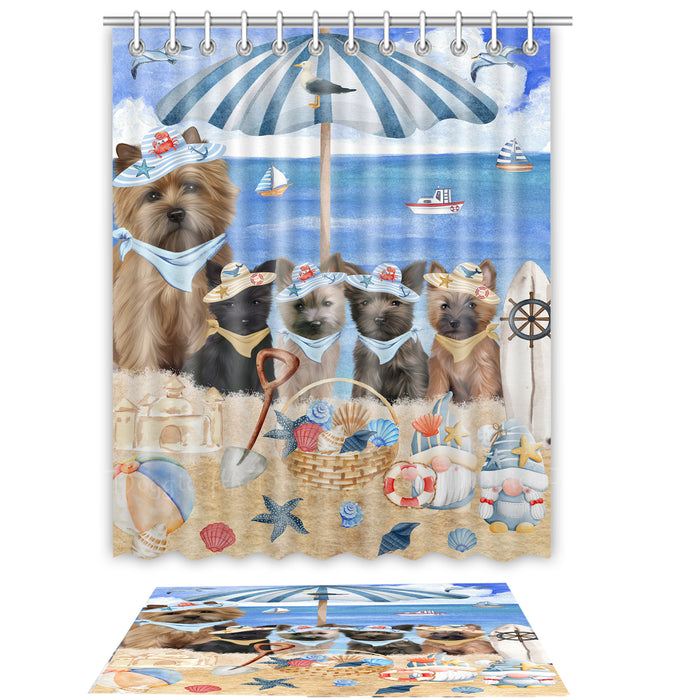Cairn Terrier Shower Curtain & Bath Mat Set, Custom, Explore a Variety of Designs, Personalized, Curtains with hooks and Rug Bathroom Decor, Halloween Gift for Dog Lovers