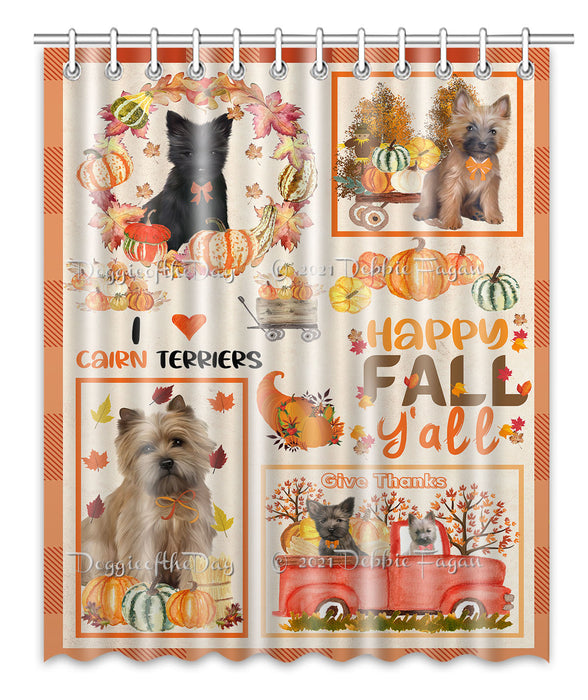 Happy Fall Y'all Pumpkin Cairn Terrier Dogs Shower Curtain Bathroom Accessories Decor Bath Tub Screens