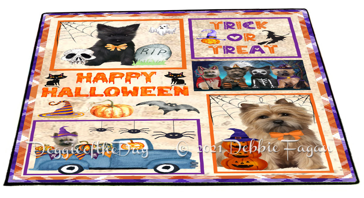 Happy Halloween Trick or Treat Cairn Terrier Dogs Indoor/Outdoor Welcome Floormat - Premium Quality Washable Anti-Slip Doormat Rug FLMS58051