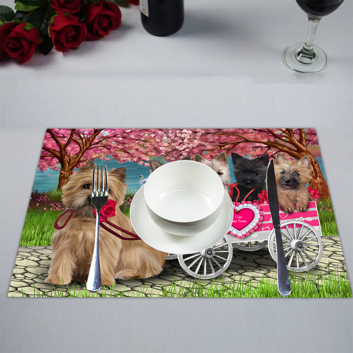 I Love Cairn Terrier Dogs in a Cart Placemat
