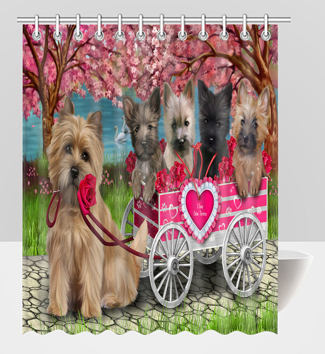 I Love Cairn Terrier Dogs in a Cart Shower Curtain