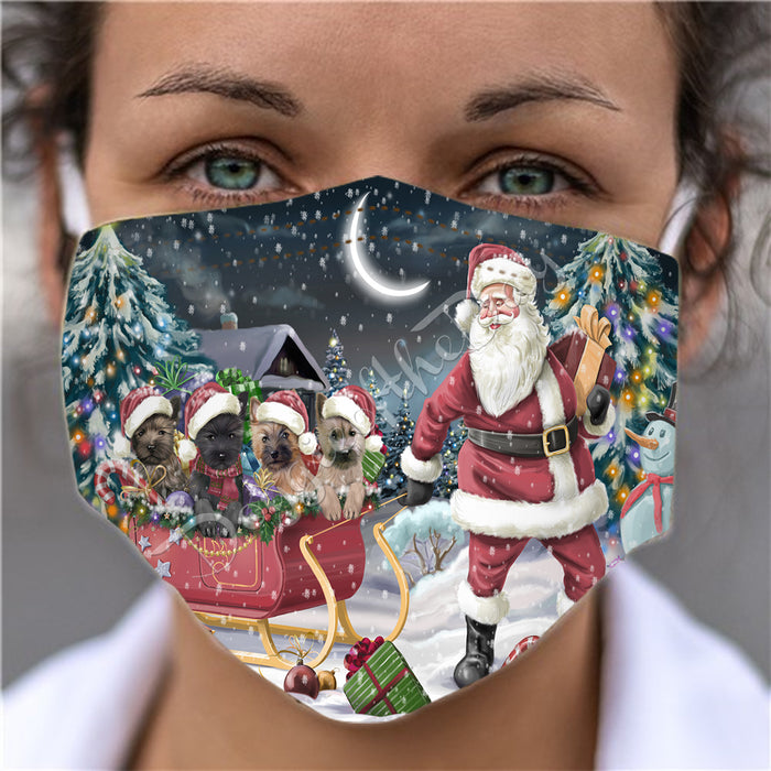Santa Sled Dogs Christmas Happy Holidays Cairn Terrier Dogs Face Mask FM48983