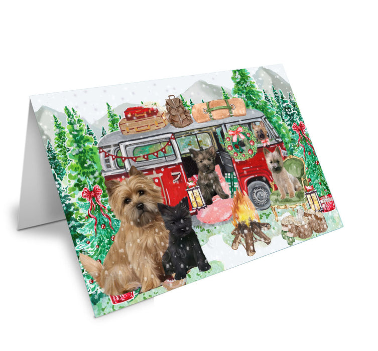 Christmas Time Camping with Cairn Terrier Dogs Handmade Artwork Assorted Pets Greeting Cards and Note Cards with Envelopes for All Occasions and Holiday Seasons
