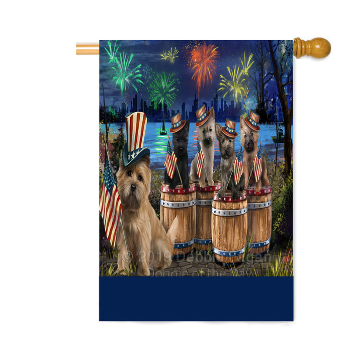 Personalized 4th of July Firework Cairn Terrier Dogs Custom House Flag FLG-DOTD-A57904