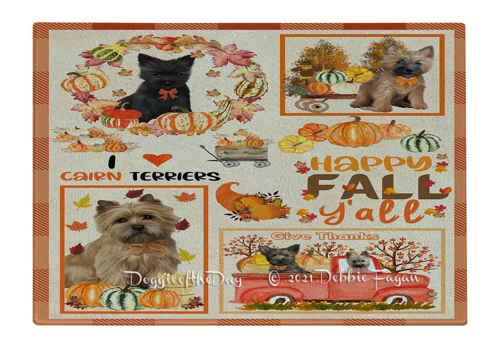 Happy Fall Y'all Pumpkin Cairn Terrier Dogs Cutting Board - Easy Grip Non-Slip Dishwasher Safe Chopping Board Vegetables C79840