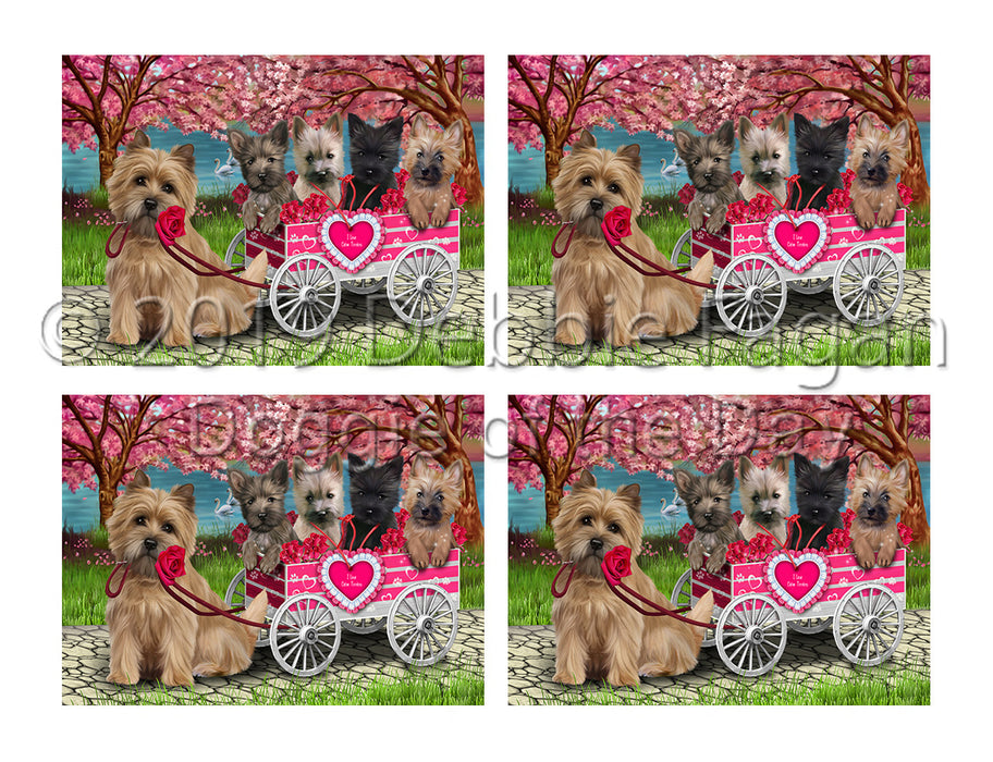 I Love Cairn Terrier Dogs in a Cart Placemat