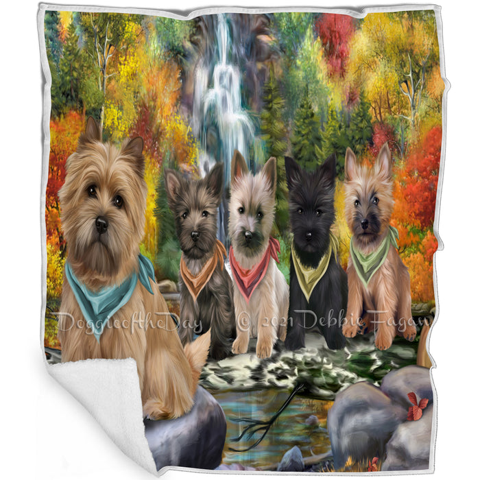 Scenic Waterfall Cairn Terriers Dog Blanket BLNKT63066