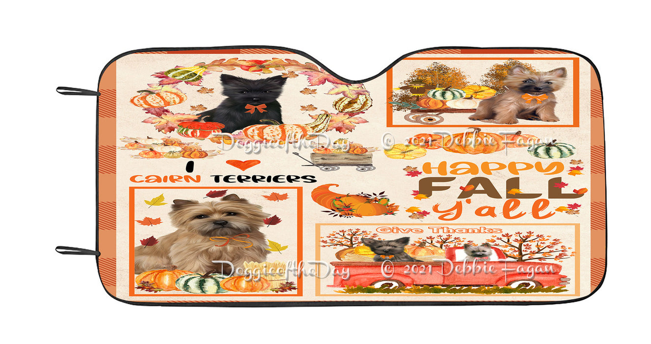 Happy Fall Y'all Pumpkin Cairn Terrier Dogs Car Sun Shade Cover Curtain