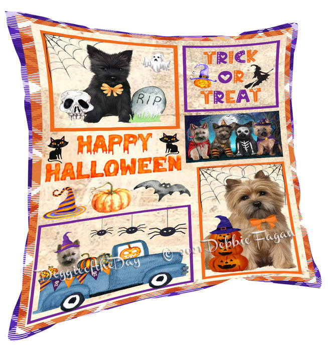 Happy Halloween Trick or Treat Cairn Terrier Dogs Pillow with Top Quality High-Resolution Images - Ultra Soft Pet Pillows for Sleeping - Reversible & Comfort - Ideal Gift for Dog Lover - Cushion for Sofa Couch Bed - 100% Polyester, PILA88210