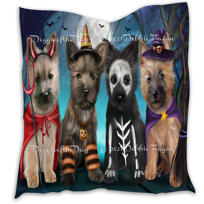 Happy Halloween Trick or Treat Cairn Terrier Dogs Lightweight Soft Bedspread Coverlet Bedding Quilt QUILT60286