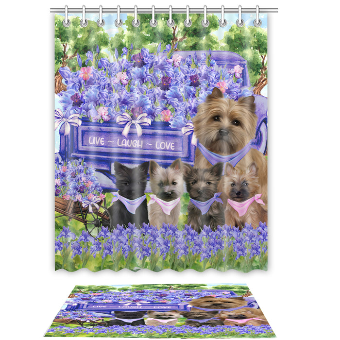 Cairn Terrier Shower Curtain & Bath Mat Set, Bathroom Decor Curtains with hooks and Rug, Explore a Variety of Designs, Personalized, Custom, Dog Lover's Gifts